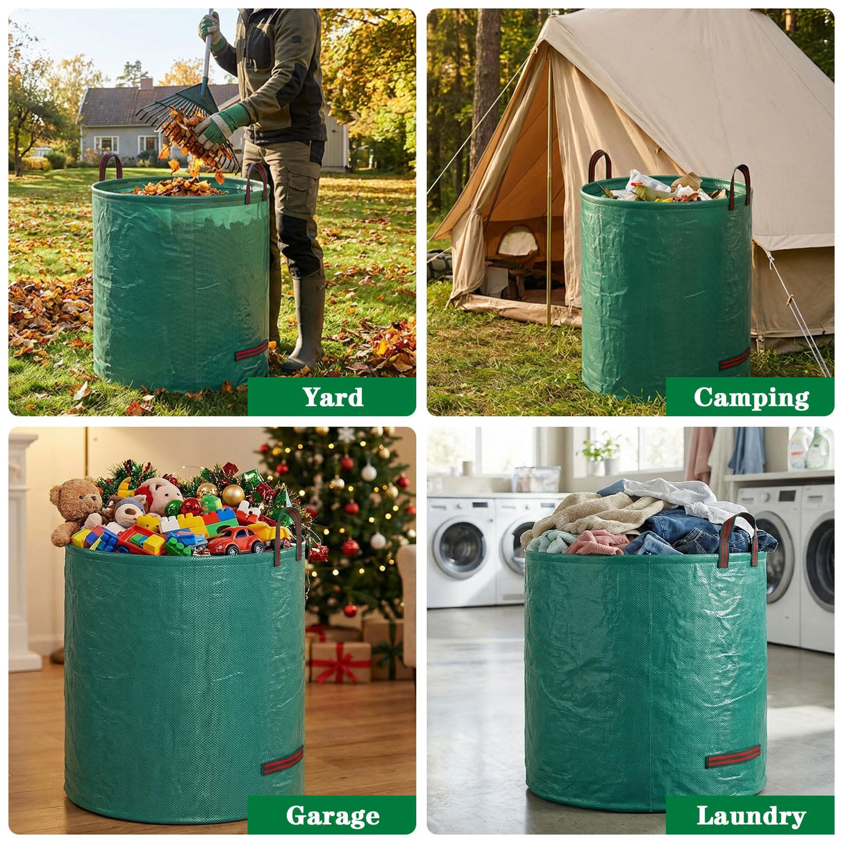 FEED GARDEN 72 Gallon Reusable Yard Waste Bags, 3 Pack