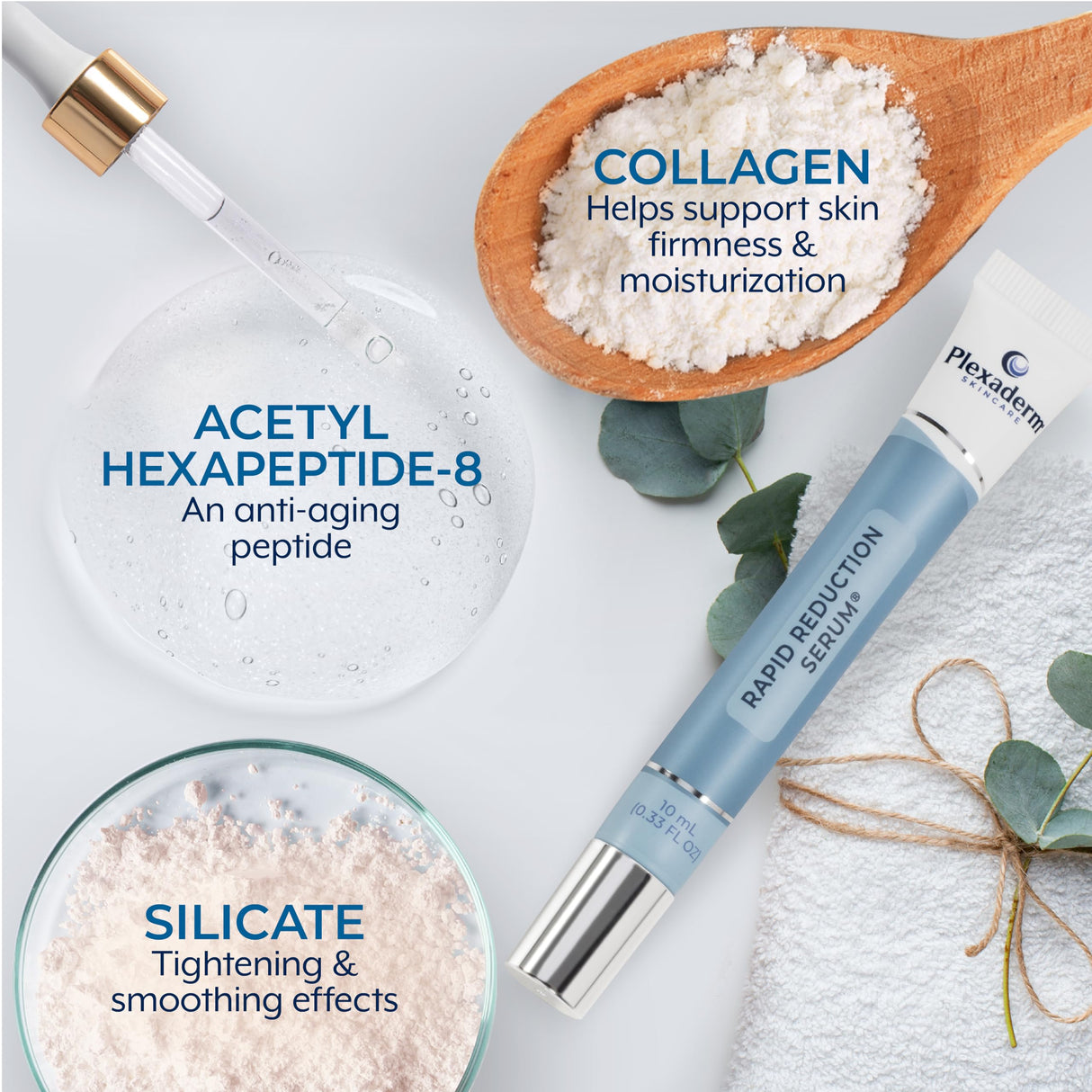 Plexaderm Rapid Reduction Eye Serum - Visibly Reduces Under-Eye Bags, Wrinkles, Dark Circles, Fine Lines & Crow's Feet Instantly, Anti Aging Wrinkle Remover for Face, Full Size Tube