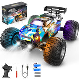 Remote Control Car, 1:18 2WD Off-Road RC Truck 20 KM/H, All-Terrain RC Cars with Headlights, BodyLights, 2.4GH Rechargeable Remote Control Monster Truck, Christmas or Birthday Gift Toys for Boys Girls