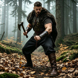 Men's Medieval Renaissance Pirate Pants Viking Ren Faire Costume(XL,Black)