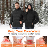 CHANGEOWN Heated Jackets for Women & Men, Dual-Control 15 Heating Zones Unisex Heating Jacket Coat with Battery, 3 Heating Levels Windproof & Waterproof Heating Jacket for Winter Outdoor, Medium