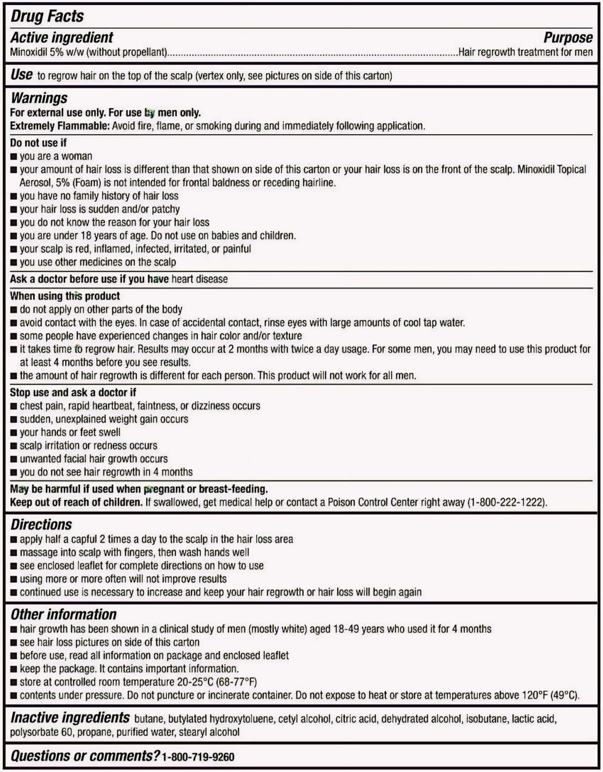 Kirkland Signature Hair Regrowth Treatment Minoxidil Foam for Men, 2.11 oz, 6 Count (6 Month Supply) - Exclusive 2 MicroFiber Cleaning Cloths and Comb Included, Clear