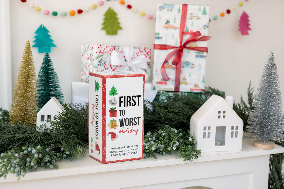 FIRST TO WORST Holiday Edition Party Game - A Festive Card Game About How Your Friends & Family Rank Things - Perfect for White Elephant Gifts, Stocking Stuffers and Board Games with Friends