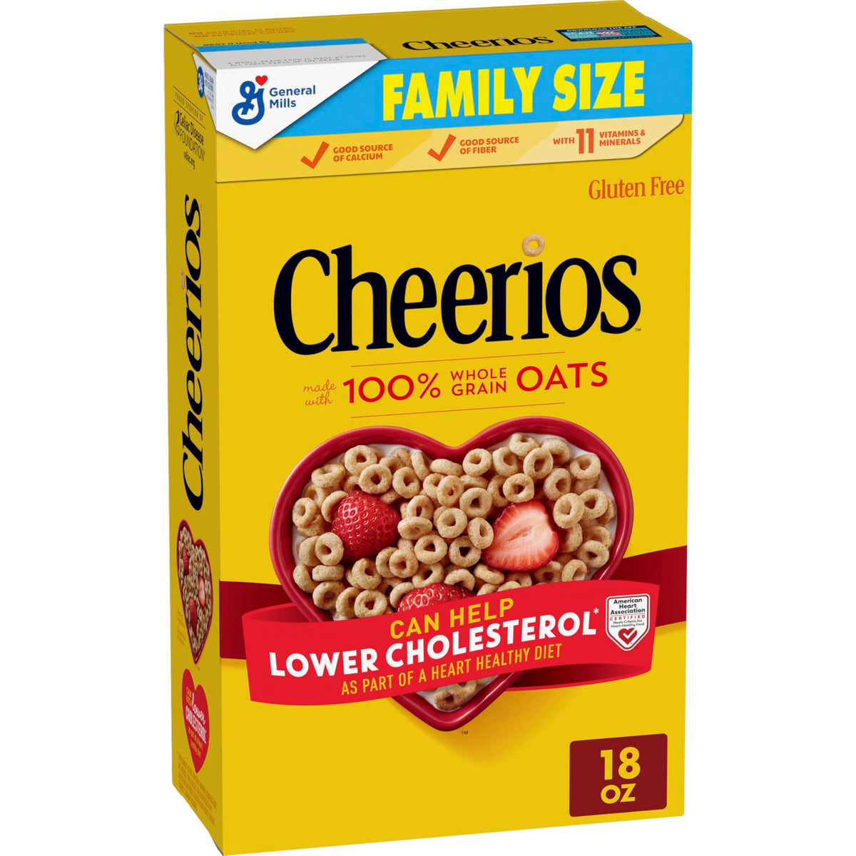 Cheerios, Heart Healthy Gluten Free Breakfast Cereal, Family Size, 18 ...