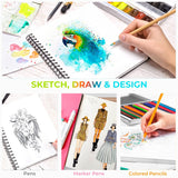 Ohuhu Mix Media Pad, 11.6"x9.6" Mixed Media Art Sketchbook, 120 lb/200 gsm Heavyweight Papers, 62 Sheets/124 Pages, Spiral Bound Mixed Media Paper Pad for Acrylic, Painting Christmas Gift