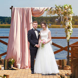 Fomcet Wooden Wedding Arch Frame Square Wood Arch Backdrop Stand 7.2ft