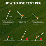 Eurmax USA 20-Pack Secure Protection Galvanized Tent Stakes,Rust-Proof Steel Canopy Anchors for High Winds,Heavy Duty Commercial Ground Pegs for Camping,Pop Up Tents&Gazebos - Includes 4x10ft Ropes