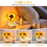 AMWGIMI Sunflowers Flower Lamp,Rechargeable Cordless Touch Table Lamp,3-Colour Infinitely Dimming Small Night Light,Festival Restaurant Bedroom Bar Coffee Shop Birthday Gifts for Women Mom