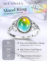 ADRAMATA 925 Sterling Silver Mood Ring for Women Color Change Mood Rings