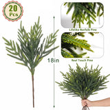 CCPanda 20 Pcs Christmas Artificial Norfolk Pine Branches 18" Real Touch
