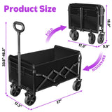 Wagons Carts Foldable,280 LBS Large Capacity Foldable Wagon Cart Collapsible Wagon with Wheels & Drink Holders,Utility Folding Cart for Camping Garden Beach Picinic Grocery Outdoor Shopping(Black)