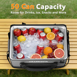 [2026 Updated] 50 Can Collapsible Soft Cooler Bag with Hard PP Lid, Leakproof Insulated Ice Chest with Quick-Access Top Hatch, Bottle Opener & Mini Table for Beach, Camping, Travel (Charcoal Gray)