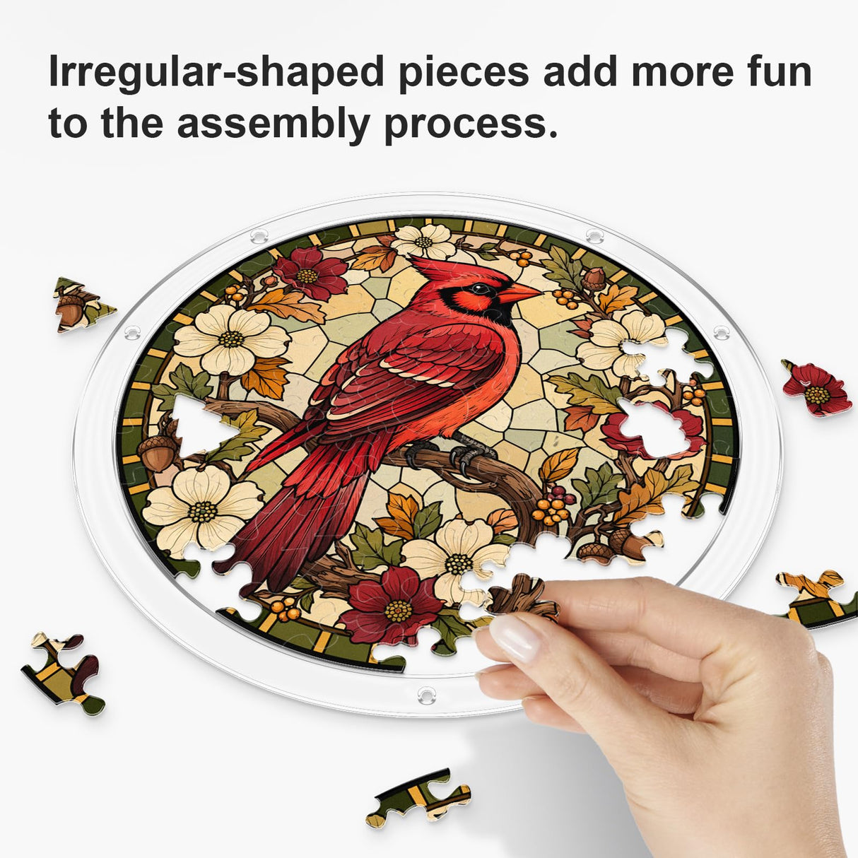 UNIQGIFTS Acrylic Puzzle Suncatcher, Northern Cardinal Sun Catchers Puzzle for Window Hanging, DIY Craft Puzzles for Adults, Ideal Gift for Women, Men, Wife, Mom, Home & Garden Decor, 8.2 in