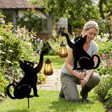 CabyGift Black Cat Solar Lights Outdoor, 2 Pack Waterproof Solar Cat Garden Stakes with Butterfly Decorative, Metal Cat Yard Decor for Patio, Lawn & Pathway, Cat Lover Gifts for Women Mom (2 Cat)