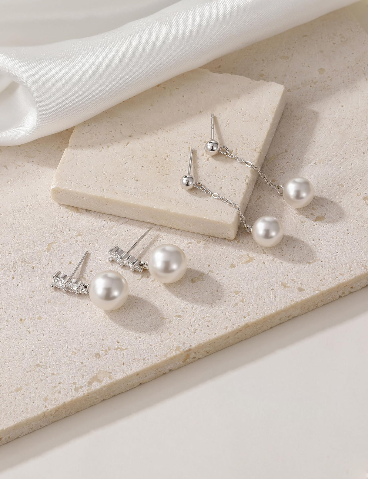 Mameloly Pearl Earrings for Women Trendy CZ 10MM Pearl Drop Earrings