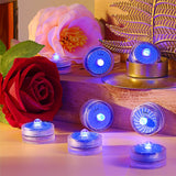 idyl light Blue Submersible Led Lights, Waterproof Tea Lights 100H Underwater Mini Pool Lights Battery Operated Flameless for Vases Fountain Halloween Christmas Home Decorations (24 Pack)
