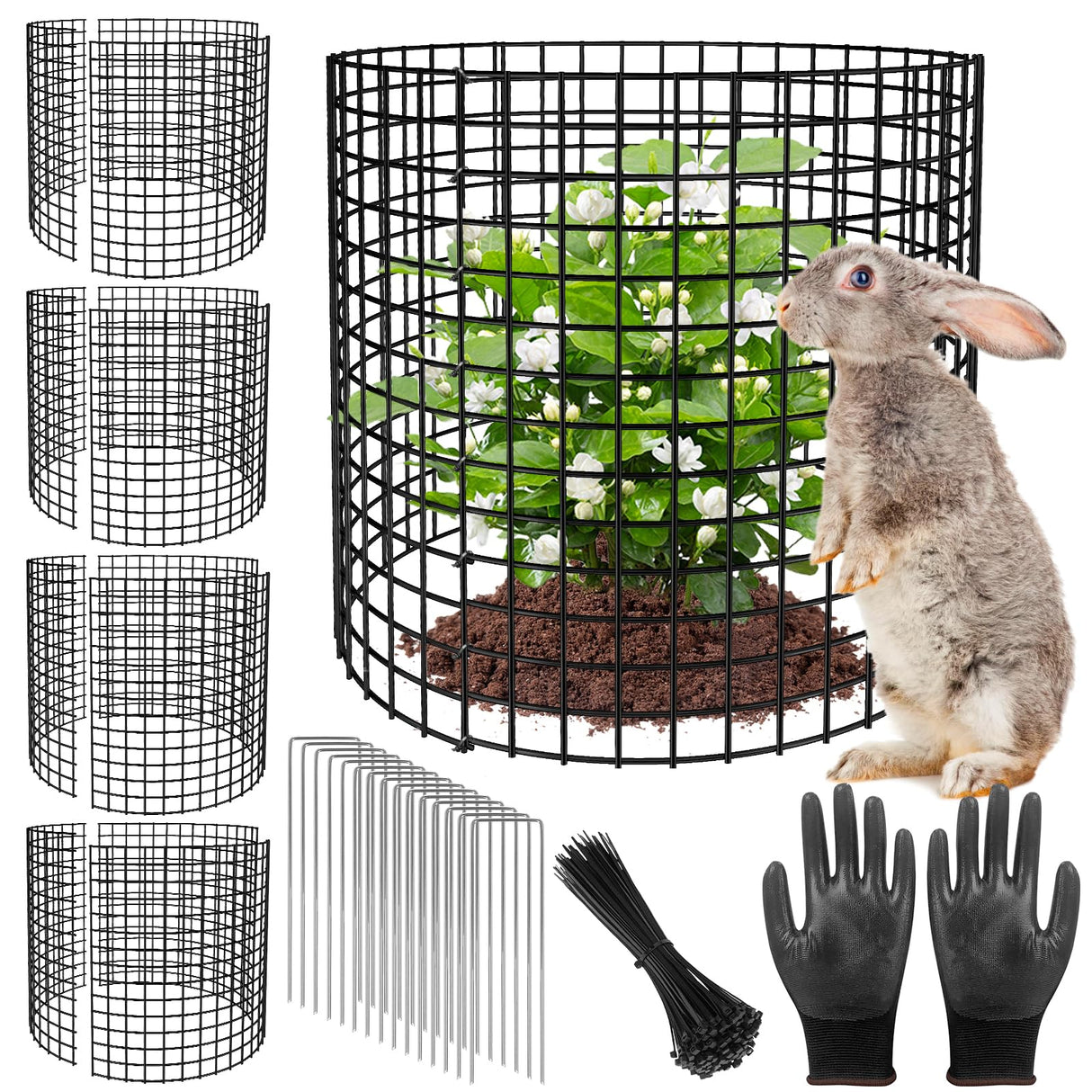 5 Pack Plant Protectors from Animals, 13x12" Plant Cages for Outdoor Plants