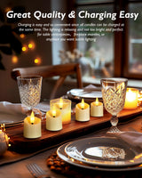 Homemory Rechargeable Flameless Candles, 2/4/6/8H Timer LED Votive Candles, 12 PCS Battery Operated Tea Lights with Timer for Table, Wedding, Christmas (USB Charging Cable Included)