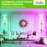 Depuley Battery Operated Wall Sconce: Set of 2 Wireless Wall Lights with 10000mAh Dimmable Bulbs and Remote for Bedroom - Rechargeable 15 Colors Gold Wall Lamp for Living Room Hallway