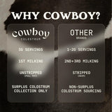 COWBOY COLOSTRUM Powder - Bovine Colostrum Powder for Women & Men - First Day Milking Whole Colostrum - Grass Fed Colostrum Supplement for Gut Health, Immunity, Skin & Hair (Unflavored, 40 Servings)