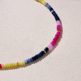 KELORIS PATH Beaded Necklace for Women, Colorful Gemstone Choker for Summer(05)