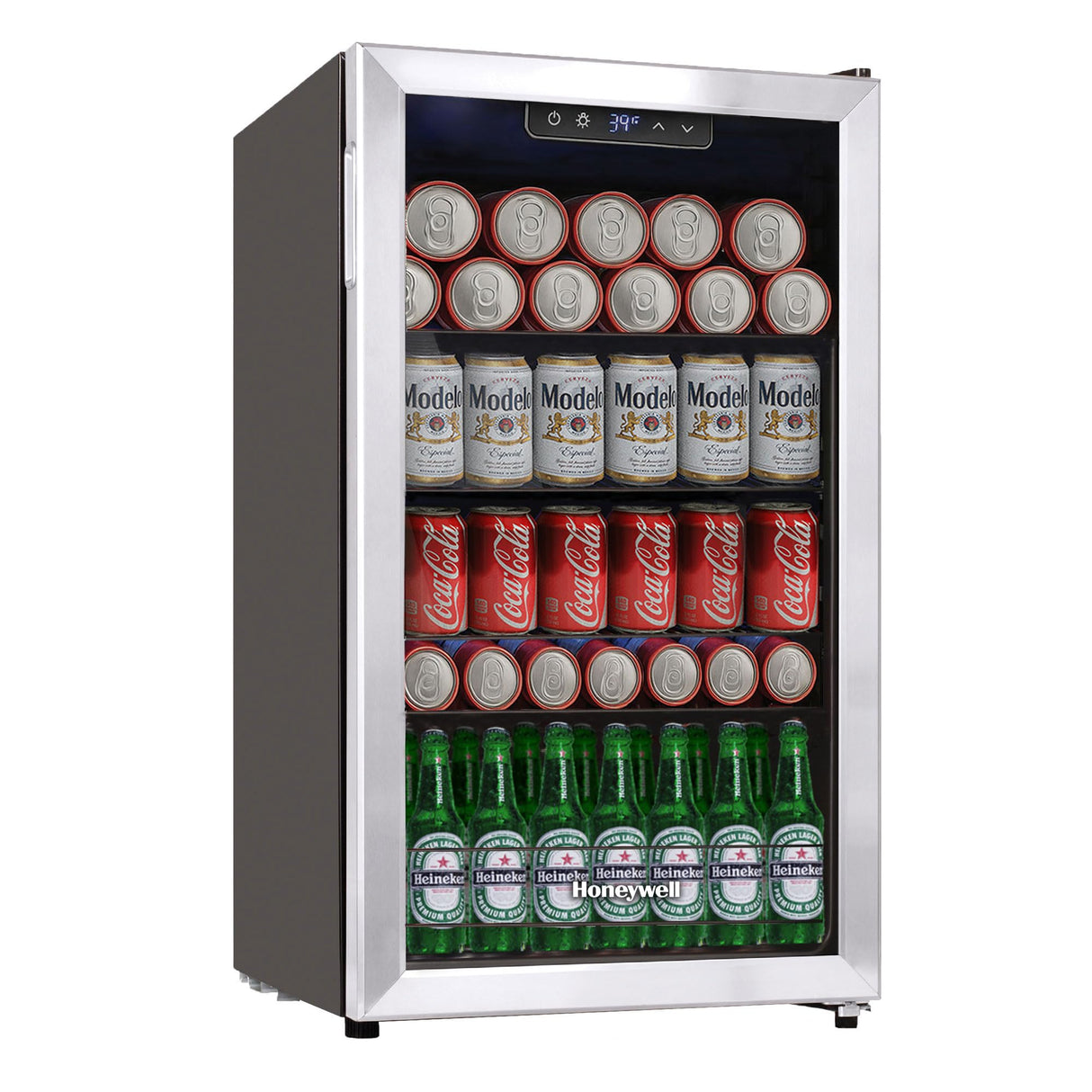 Honeywell Beverage Refrigerator and Cooler, 116 Can Mini Fridge with Glass Door for Soda Beer or Wine for Office or Bar with Adjustable Removable Shelving, Commercial Grade