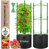 Legigo 2 Pack Tomato Cages with 10 Gallon Grow Bags- 48inch Tomato Trellis Plant Support Stakes Planter, Tomato Plant Cages Garden Trellis for Vertical Climbing Plants Vegetables Flowers Fruits