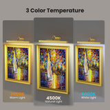 Picture Light 3Pack- 16in Picture Lights for Wall, 5000mAh Wireless Rechargeable Battery Picture Lights, Wall Light, Art Display Light for Gallery Artwork, Paintings, Portraits, Dartboards- Gold