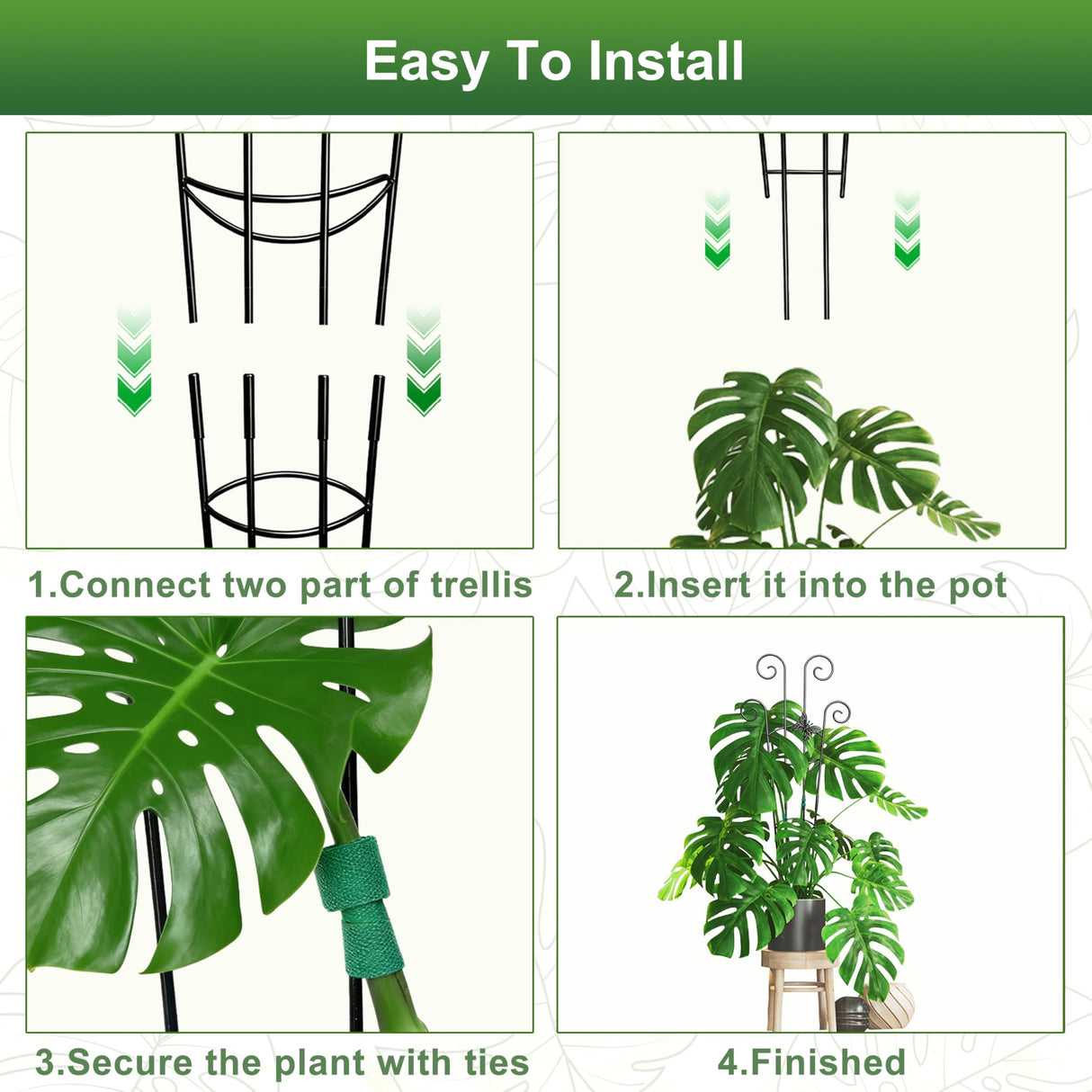 Coomin 32.6in Monstera Plant Support Trellis with One Butterfly, 2P