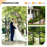 VINGLI Vinyl Garden Arbor, PVC Wedding Arch for Ceremony Party, Garden Trellis for Climbing Plants Outdoor, Arch Backdrop Stand for Garden, Backyard, Lawn (Black, 39.5in)