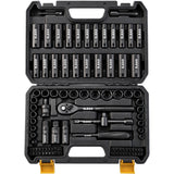 96-Piece 3/8" Drive Impact Socket Set, SAE(5/16 to 3/4-Inch) & Metric(8-22mm), Standard & Deep Sockets, Ratchet Handle, Bit Set, Universal Joint, Extension Bar, Adapters, Spark Plug Sockets