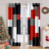 Tyrot Red Black 100% Blackout Curtains for Bedroom 84 inch Long 2 Panels Set Modern Abstract Geometric Black Out Living Room Curtains Christmas Red Thermal Room Darkening Window Drapes, 52Wx84L