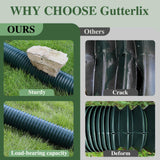 Gutterlix 2 Pack Flexible Gutter Downspout Extensions Extendable from 21" to 67", Downspout Extender Comes with Adapters, Thickened Down spout Drain Extension for Rainwater Drainage(Green)
