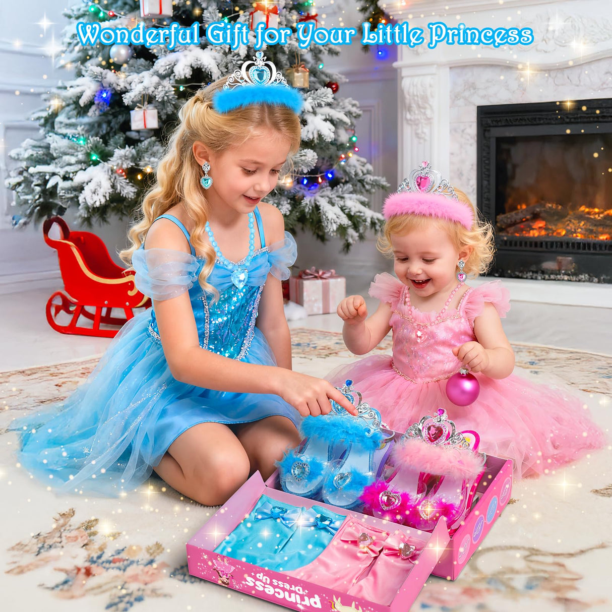DISHIO Girls Princess Dress Up Shoes and Jewelry Boutique
