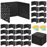 24 Pack Black Printing Privacy Floders for Student Desks - Durable Plastic Erasable - Testing Dividers for Classroom - Easy Clean Privacy Shields for Student - Includes Extra Labels
