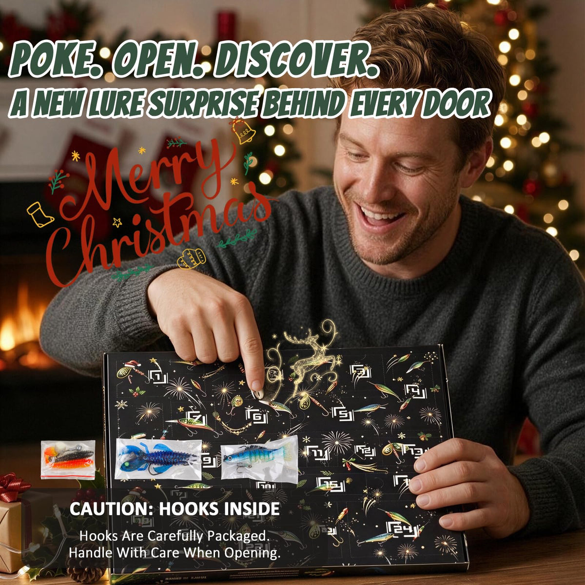 FONMANG Fishing Advent Calendar 2026, 24-Day Fishing Lures & Tackle Gift Box for Men, Teens, Boys and Anglers, Christmas Fishing Gift