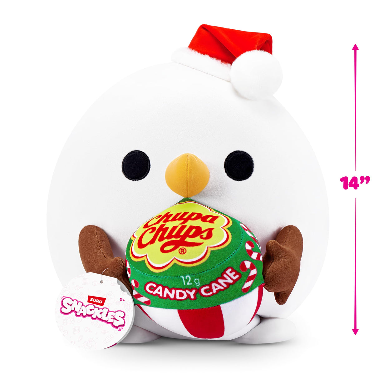Snackles Christmas Snowman & Chupachups 14 Inch Plush by ZURU, Ultra Soft Plush, Collectible Plush with Real Licensed Brands, Stuffed Animal, Giftable, Holiday