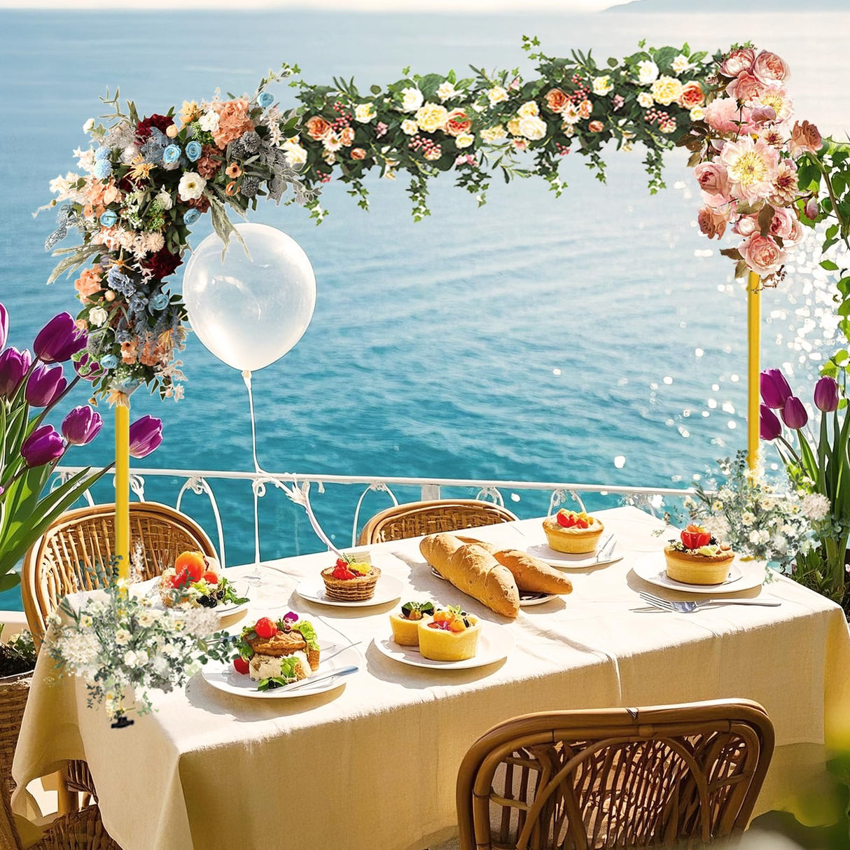 Over The Table Rod Stand with Clamps, Adjustable Table Arch 28"-98" Length, 13"-42" Tall, Table Balloon Arch Stand for Wedding, Birthday, Christmas, Halloween, Craft, Party Decoration, Gold