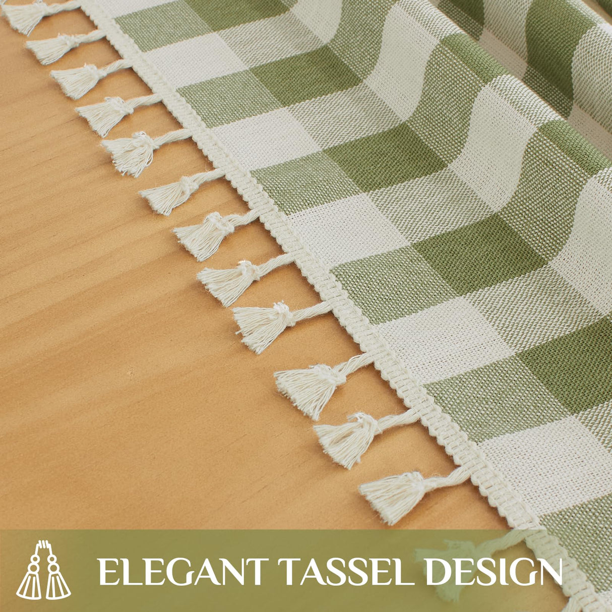 Softalker Checkered Tablecloth Rectangle, Heavy Weight Linen Gingham Christmas Table Cloth with Tassel, Washable Wrinkle Free Buffalo Plaid Table Cover for Dining/Party/Home - 55 x 84 Inch, Sage