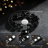 Zillaly Men's Stainless Steel Two-Tone Square Link diamond Bracelet in Black & Blue Ion-Plated Black (Silver)