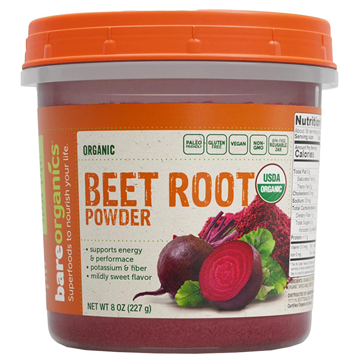 BareOrganics Beet Root, Superfood Powder, Dietary Supplement, 8 Oz