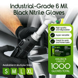 Inspire HEAVY DUTY 6Mil ORIGINAL Quality Stretch Nitrile Gloves Black Disposable Latex Free | Food, Industrial, Mechanic Tattoo (6Mil Black, Small)