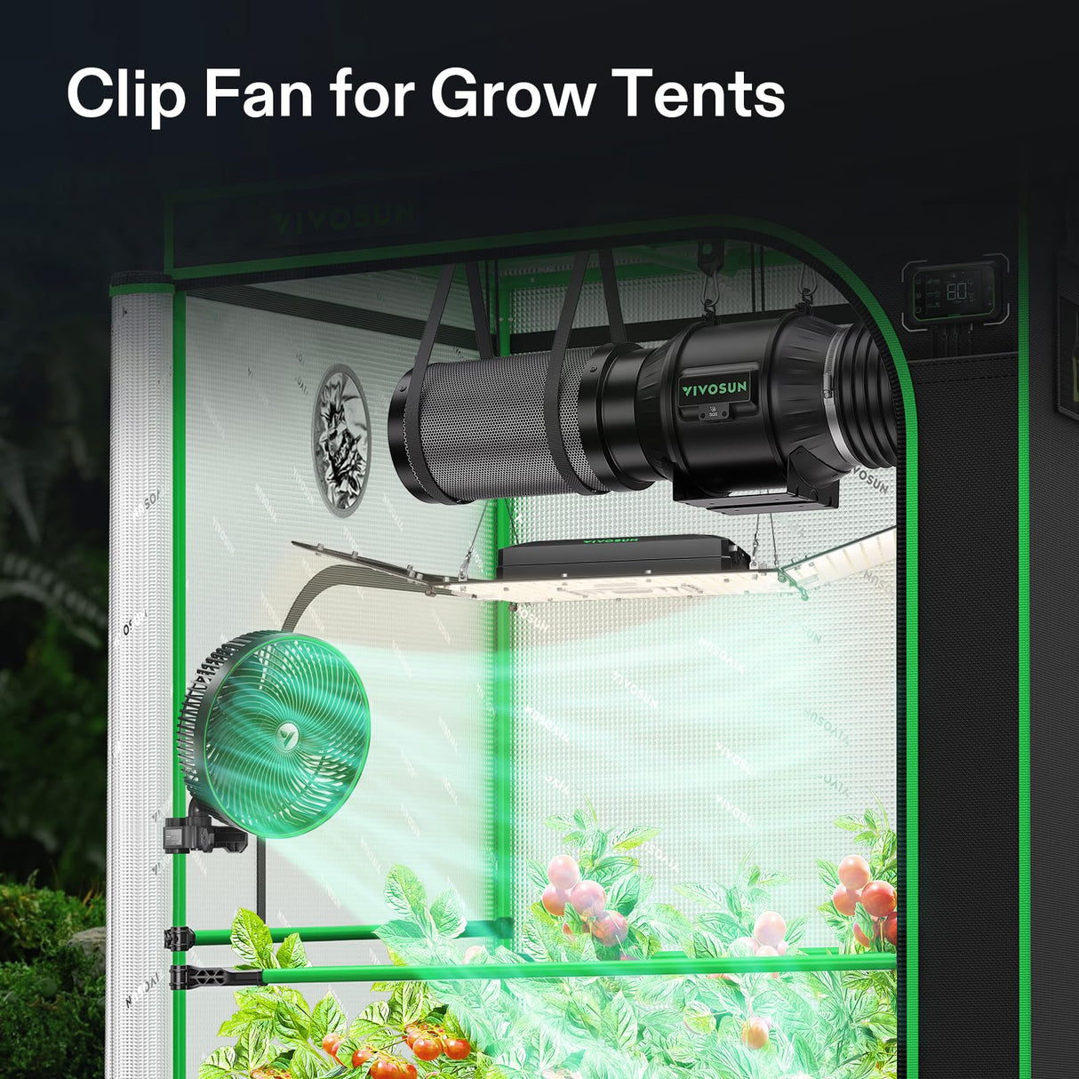 VIVOSUN AeroWave E9 Grow Tent Auto Oscillating Clip Fan, 9" Fan,1-Pack