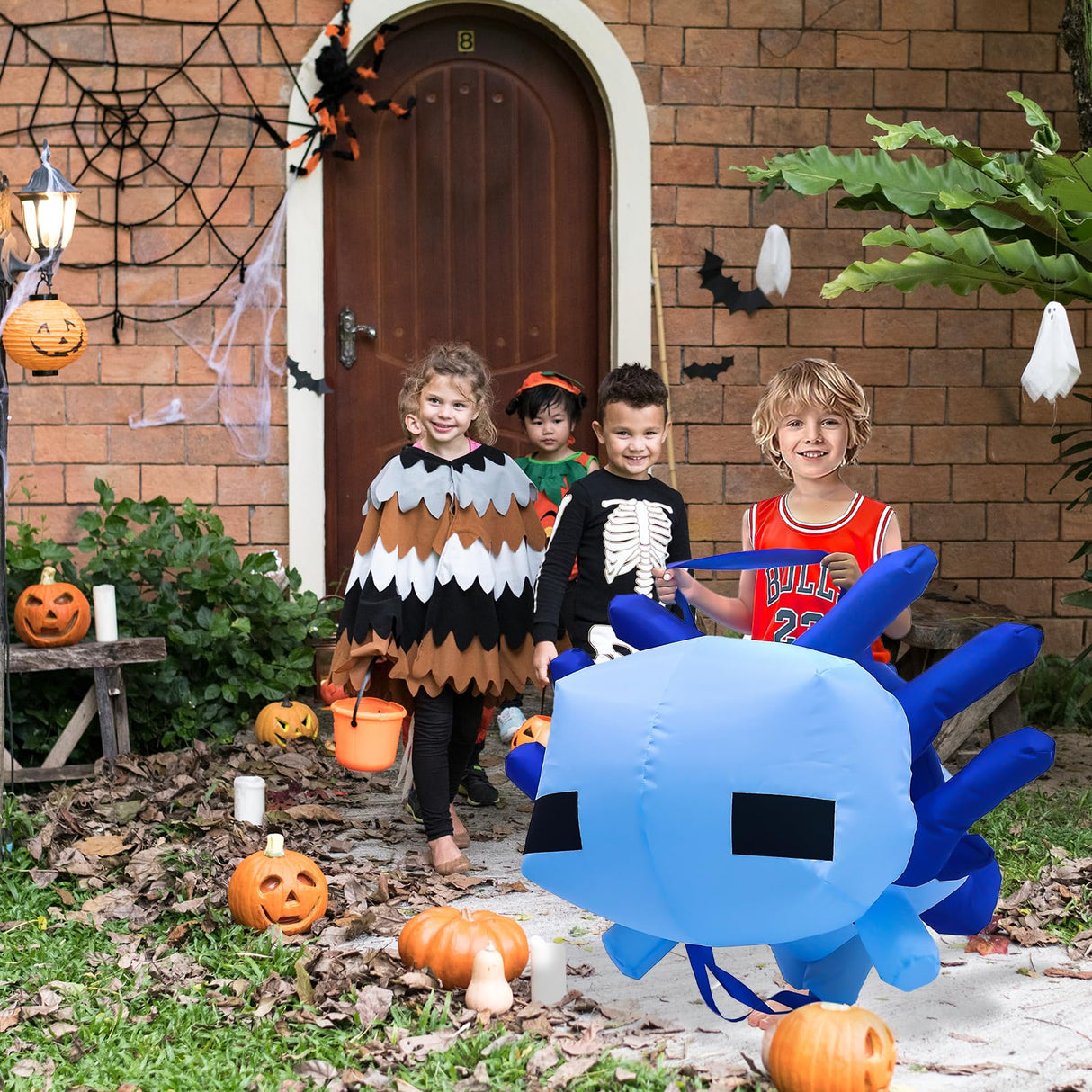 FANFX Cartoon Axolotl Costume Inflatable Costume for Adult and Kids Christmas Blow Up Costumes Cute Unisex Suit for Animals Cosplay Holiday Party with Adjustable Waistband