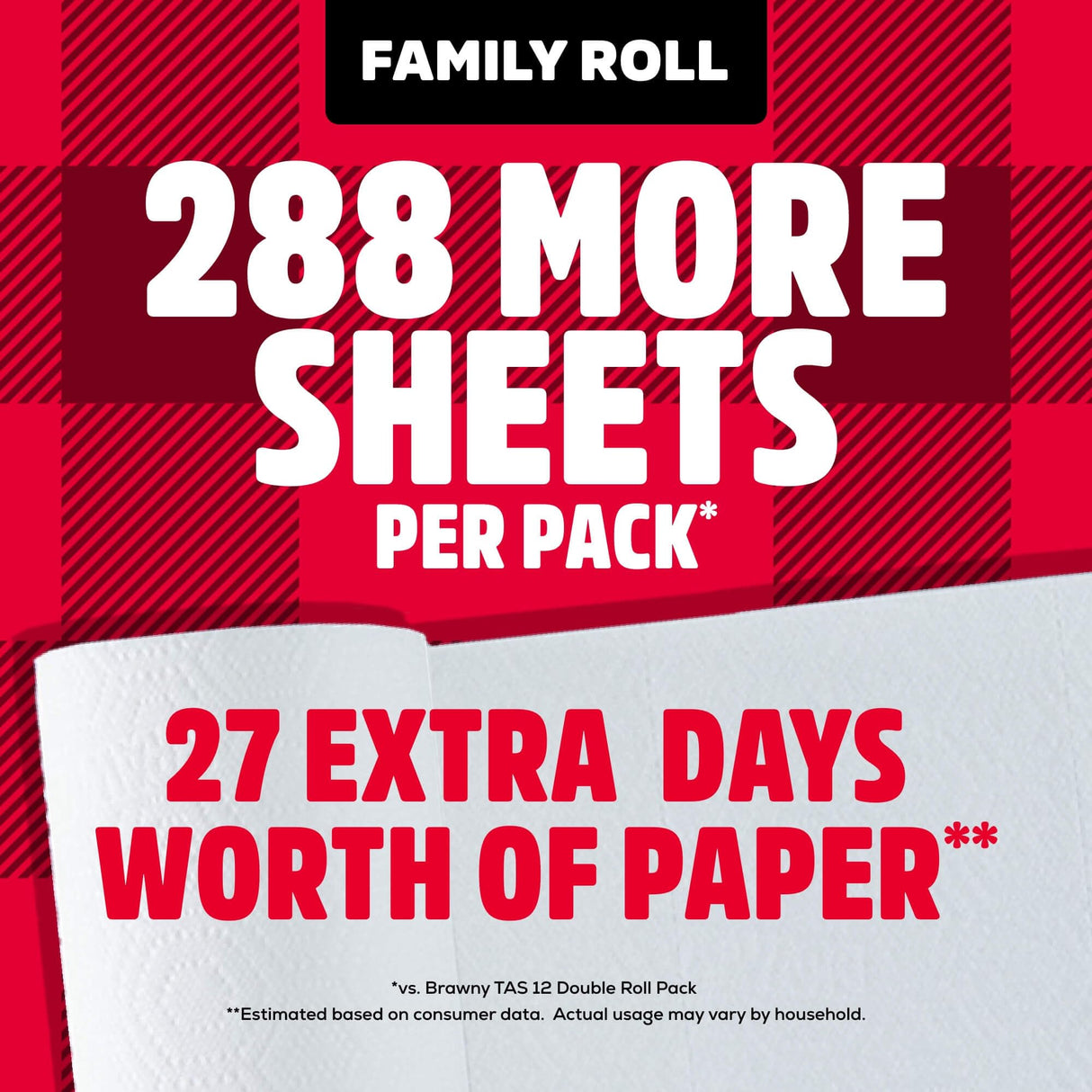 Brawny Tear-A-Square 3-Ply Paper Towels, 12 XL Family Rolls = 30 Regular Rolls, Strong, Absorbent, and Durable with 3 Sheet Sizes (Quarter, Half, Full)
