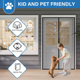 LONGEAS Upgraded PET Mesh Magnetic Screen Door Stronger Than Fiberglass and Polyester,Hands Free,Keep Bugs Out,Pet & Kid Friendly,Suitable for Sliding Doors,Patio and French Doors-72" X 80"