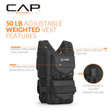 CAP Barbell Adjustable Weighted Vest, 50 lb, Black