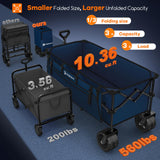 Originsure 300L Collapsible Beach Wagon Cart with Big Wheels, 560lbs, Blue