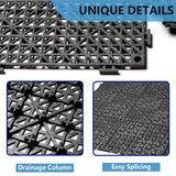 12” x 12” Drainage Interlocking Floor Tiles, 12 Pack Non-Slip Pool Deck Drain Mats for Flooring, Soft PVC Splicing Modular Cushion Mats, Rubber Floor Tiles with Holes for Shower Basement Garage Shed