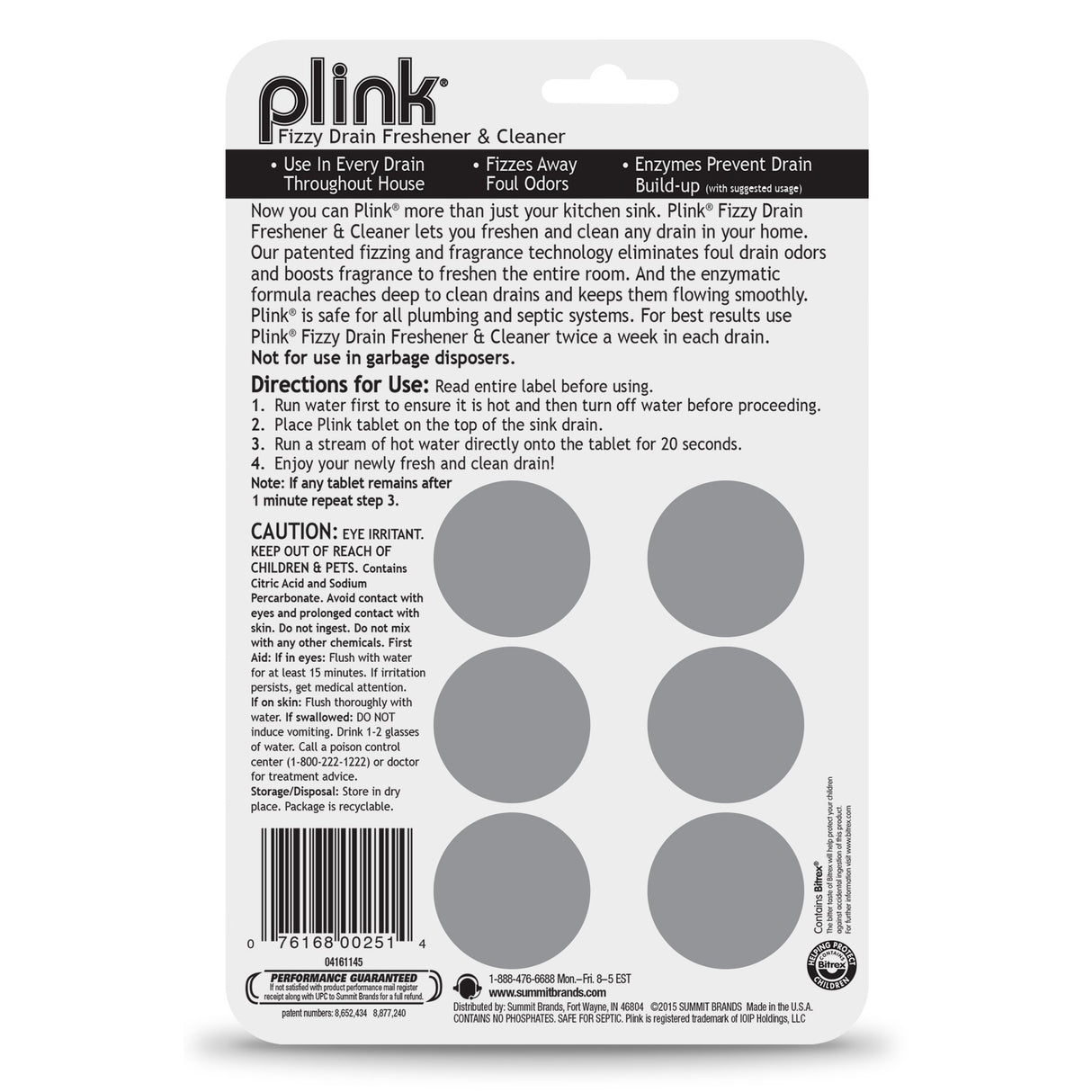 Plink Fizzy Drain Freshner, Prevents Buildup and Maintains a Clear Drain, Removes Drain Odor, Lemon Scent, Pack of 3, 18 Count, Fresh Lemon
